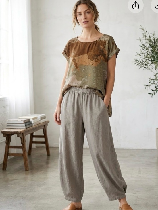 Eileen Fisher Tops - Eileen Fisher Silk Abstract Print Watercolor Boxy Fit Top Size L